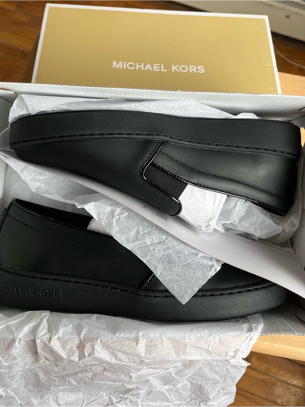 Michael Kors Keaton Black Leather Slip-On Loafers 9.5 - Picture 11 of 11